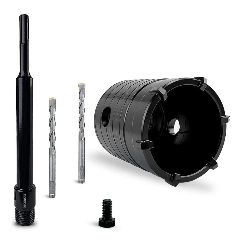 DECKRKAT 2" Concrete Hole Saw Kit,Electroplated Black Quenching Tech,Heavy-Duty Thickened Alloy Teeth,SDS Plus Shank & 2 Center Bits for Concrete,Brick,Stone. - Image 1